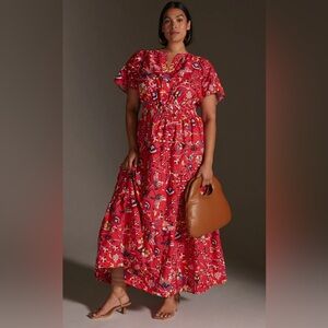 Anthropologie Somerset A-Line Tiers Smocked Waist Maxi Dress Size XS Petite